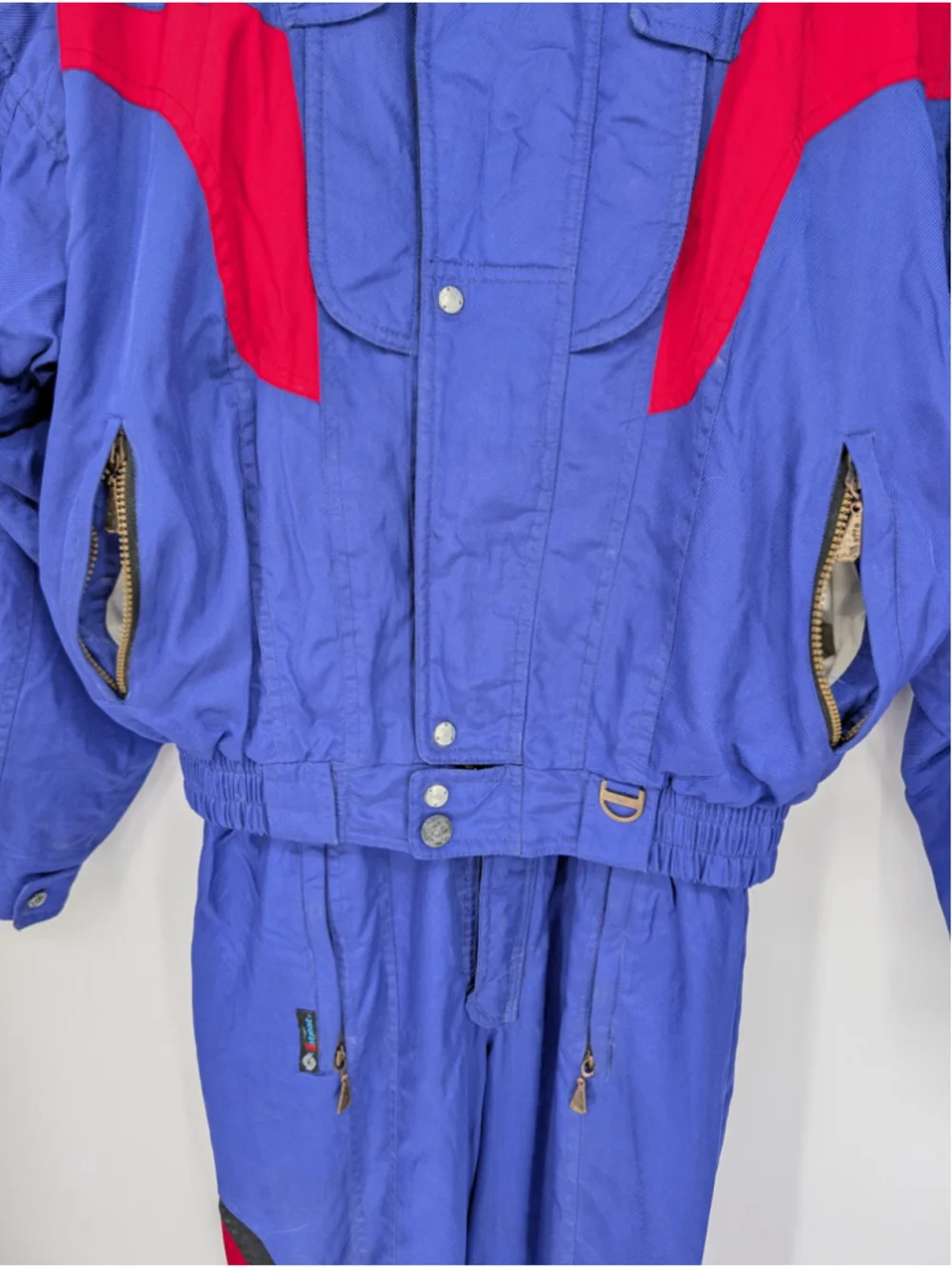 Vintage EFFE 2-Piece Ski Suit Mens M 42 Blue Red Colorblock Snowsuit 80s 90s